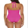 BCA By Rebecca Virtue Twist Front - Women's One Piece Swimsuit, Plunge V-Neck, Bathing Suits for Women, Magenta, Large view 3