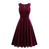NATHGAM Women's Velour Dresses Sexy V-Neck Sleeveless Party Dresses A-Line Dress Elastic Waist Flowy Hem Formal Prom Gowns Red view 1