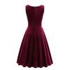 NATHGAM Women's Velour Dresses Sexy V-Neck Sleeveless Party Dresses A-Line Dress Elastic Waist Flowy Hem Formal Prom Gowns Red view 2