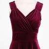 NATHGAM Women's Velour Dresses Sexy V-Neck Sleeveless Party Dresses A-Line Dress Elastic Waist Flowy Hem Formal Prom Gowns Red view 3