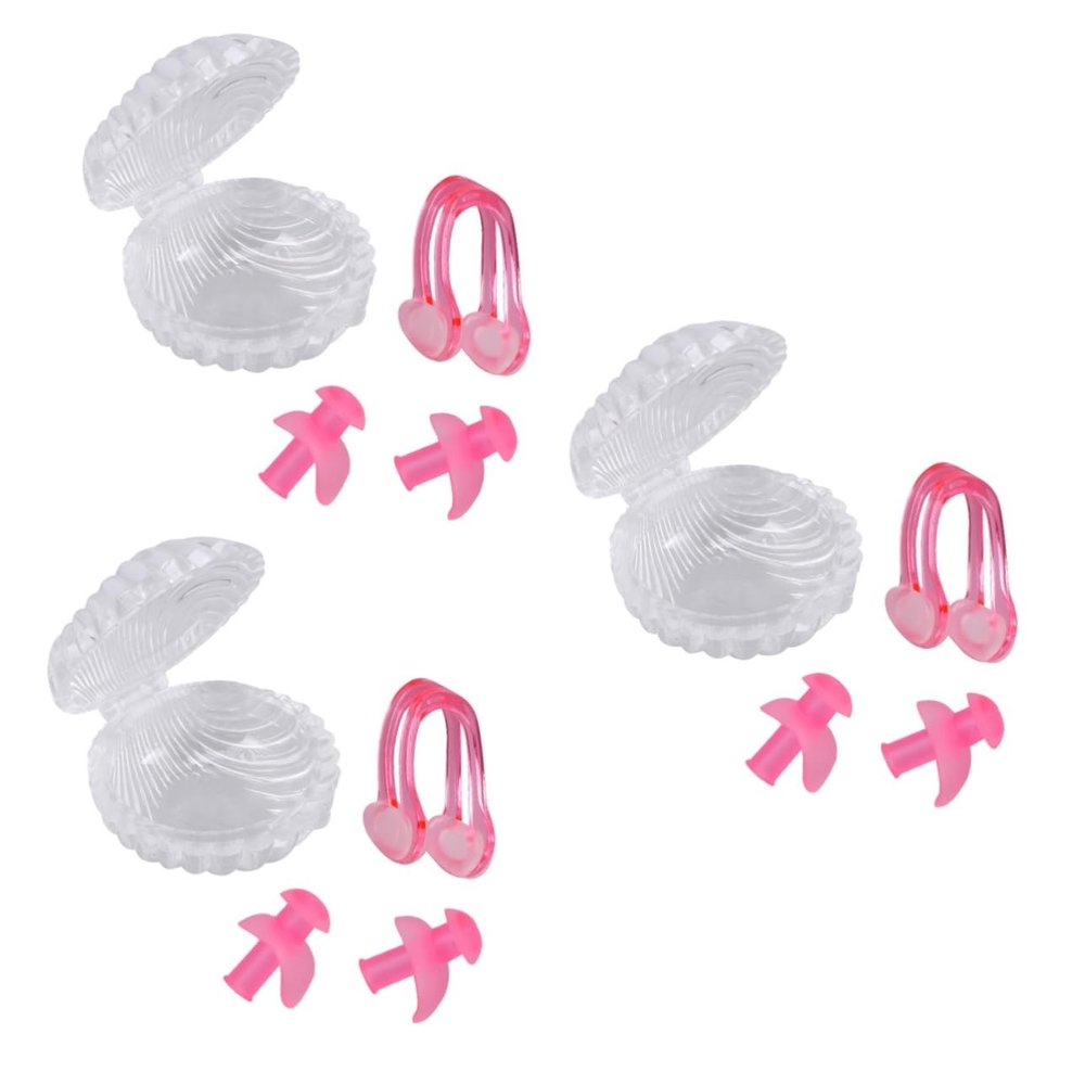 Mobestech 3pcs High-end Silicone Earplugs and Nose Clip Comfortable Swimming Accessories for Adults and Youth for Pool and Surfing Activities