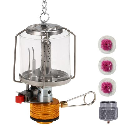 Steam lamp,YIWENG Outdoor Portable Camping Gas Lantern Piezo Ignition Mini Gas Tent Lamp Light with 3 Mantles and Adapter