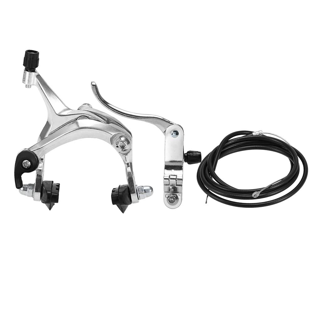 YIWENG Bike Brake, Front/Rear Fixie Bike Brake Kit Road Bike Cruiser Brake Set Bike Caliper Brake Kit Side Pull Brake Set, Silver