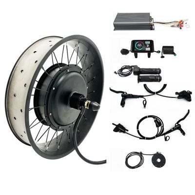 HALLOMOTOR 48V 60V 72V 3000W-5000W 20/24/26x4.0" Fat Wheel Ebike Conversion Kits with Intelligent Programmable Sine Wave Controller (Dropout Width: 175mm, 20 * 4.0 Inch)
