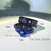 Two Rings His Hers Wedding Ring Sets Couples Matching Rings Women's 3pc Black Gold Filled Blue AAA CZ Wedding Engagement Ring Bridal Sets Men's Titanium Wedding Band view 2