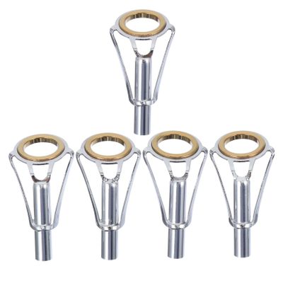 SUPVOX 5pcs Stainless Steel Fishing Rod Guide Ring Lightweight Durable Fishing Accessories for Baitcasting Rod Tip Repair and Replacement Gold Silver
