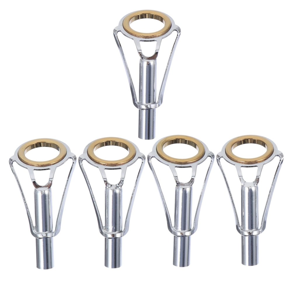SUPVOX 5pcs Stainless Steel Fishing Rod Guide Ring Lightweight Durable Fishing Accessories for Baitcasting Rod Tip Repair and Replacement Gold Silver