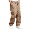 Cargo Pants Men's Baggy Vintage Elastic Waist Hip Hop Casual Trousers Streetwear Mens Cargo Sweatpants Dance Hiking Pants Workout Joggers for Men Harem Pants Parachute Pants Khaki b M view 1