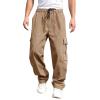 Cargo Pants Men's Baggy Vintage Elastic Waist Hip Hop Casual Trousers Streetwear Mens Cargo Sweatpants Dance Hiking Pants Workout Joggers for Men Harem Pants Parachute Pants Khaki b M view 2