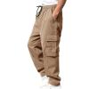 Cargo Pants Men's Baggy Vintage Elastic Waist Hip Hop Casual Trousers Streetwear Mens Cargo Sweatpants Dance Hiking Pants Workout Joggers for Men Harem Pants Parachute Pants Khaki b M view 3