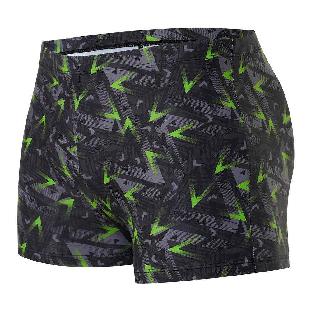 Xioker Men Swimsuits Jammer for Swimming,Swim Jammer Men Square Legs UPF50 +,Trunks with Drawstring(Grey Green Printed L)