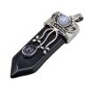 Make jewelry yourself natural amethyst pink quartz stone sword necklace trailer labradorite Lapis lazuli black onyx arrow pearl round opal jewelry geman pendant (Size : Black Agates) view 1