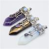 Make jewelry yourself natural amethyst pink quartz stone sword necklace trailer labradorite Lapis lazuli black onyx arrow pearl round opal jewelry geman pendant (Size : Black Agates) view 2