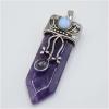 Make jewelry yourself natural amethyst pink quartz stone sword necklace trailer labradorite Lapis lazuli black onyx arrow pearl round opal jewelry geman pendant (Size : Black Agates) view 3