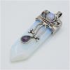 Make jewelry yourself natural amethyst pink quartz stone sword necklace trailer labradorite Lapis lazuli black onyx arrow pearl round opal jewelry geman pendant (Size : Black Agates) view 4