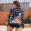 WOWENY Women Rash Guard Long Sleeve Swimsuit Top UPF 50 Sun Protection Swim Shirts Half Zip Bathing Suit No Bottom(A-US Flag 2, Small) view 2