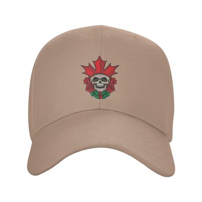 Canadian Maple Leaf Skull Baseball Caps for Men Women Hat Adjustable Cap Trucker Hats Dad Cap Natural