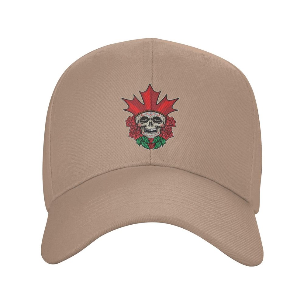 Canadian Maple Leaf Skull Baseball Caps for Men Women Hat Adjustable Cap Trucker Hats Dad Cap Natural