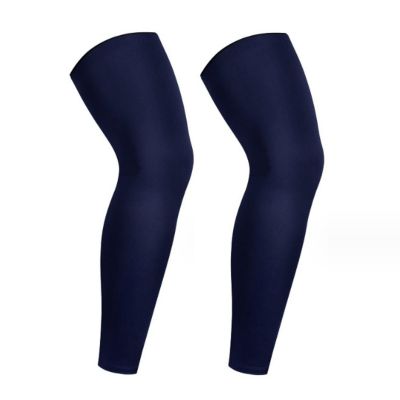 Mcolics Sports Non Slip Compression Full Knee Leg Long Sleeves for Adult Men Women Thigh Calf Support for Basketball Football (Dark Blue, X-Large)