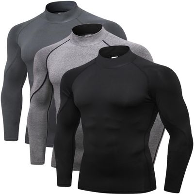2/3 Pack Men's Compression Shirts Long Sleeve Workout Shirts Mock Turtleneck Athletic Base Layer Active Undershirts Tops