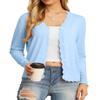 GRECERELLE Women's Long Sleeve Button Down Cardigans V-Neck Fall Shrug Sweater(Light Blue, X-Large) view 1