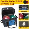 Kioqiear Double Roller 2 Ball Bowling Bag with Large Separate Shoe Compartment and Oversized Accessory Pocket, 36" Extendable Handle. (BLUE) view 3