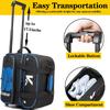 Kioqiear Double Roller 2 Ball Bowling Bag with Large Separate Shoe Compartment and Oversized Accessory Pocket, 36" Extendable Handle. (BLUE) view 4