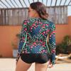 WOWENY Women Rash Guard Long Sleeve Swimsuit Top UPF 50 Sun Protection Swim Shirts Half Zip Bathing Suit No Bottom(A-Blue | Tulip, XX-Large) view 2