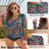 WOWENY Women Rash Guard Long Sleeve Swimsuit Top UPF 50 Sun Protection Swim Shirts Half Zip Bathing Suit No Bottom(A-Blue | Tulip, XX-Large) view 4