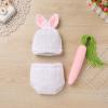 IBTOM CASTLE Newborn Photography Props Baby Boy Easter Bunny Crochet Knitted Rabbit Beanie Hat Set Diaper Accessory (White) view 3