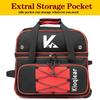 Kioqiear Double Roller 2 Ball Bowling Bag with Large Separate Shoe Compartment and Oversized Accessory Pocket, 36" Extendable Handle. (RED) view 2