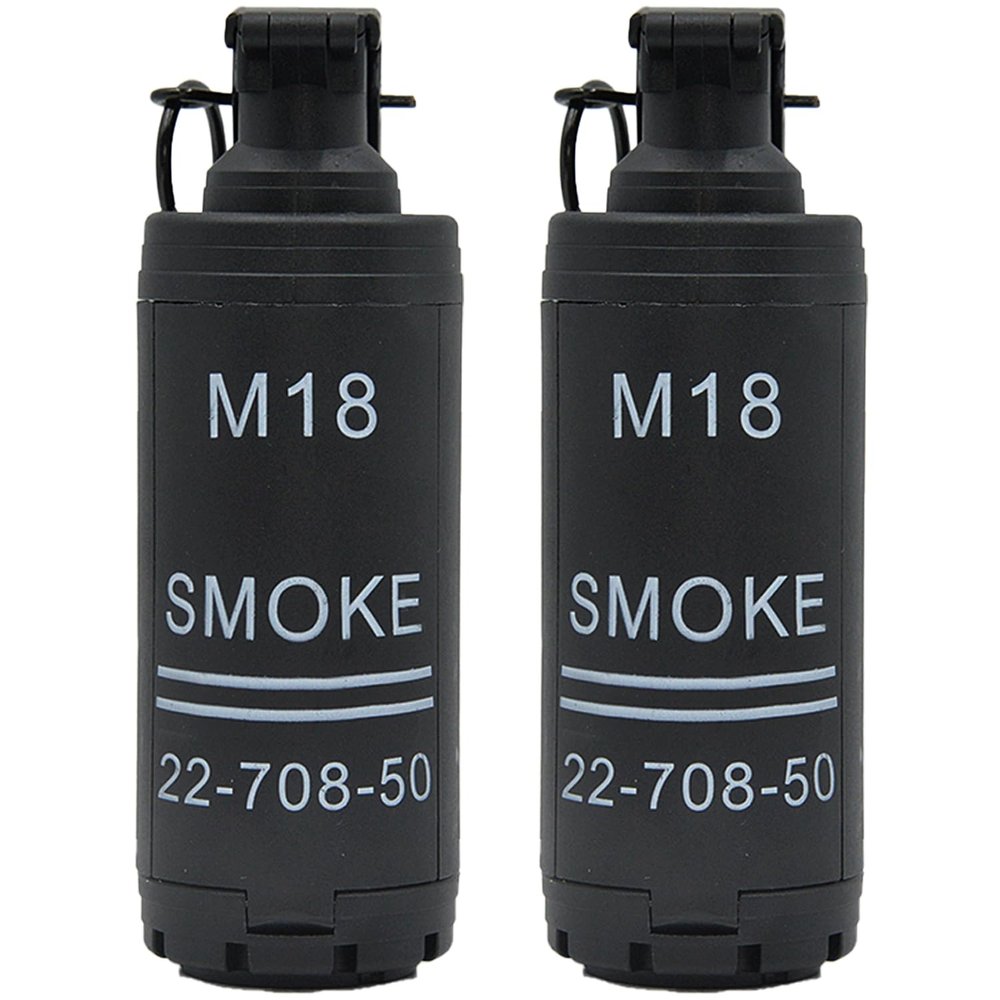 Disratw M18 Airsoft Grenade Toys 2Pcs Toy Hand Grenades Plastic CS Battle Game Tactical CS Grenade Pull Ring Toys Role Play Model Prop for Age 14+ (Black)