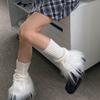 Gangel White Leg Stockings Y2K Long Socks Knit Leg Stocking Elastic Leg Warmer Party Costume Faux Fur Leg Warmers for Women (white) view 3