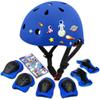 DINILEMU Kids Bike Helmet with DIY Stickers and Knee Pads Elbow Pads Wrist Guard Set for Ages 3-5-8 Toddler Boys Girls Helmet for Roller Skates Cycling Skateboarding Bicycle Scooter-Blue view 1