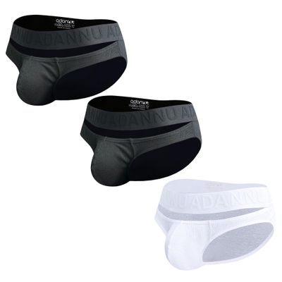 snooya Men's Underwear - Ultra Super Soft Briefs with Built-in Pouch Support M(Pack 3),Pink White