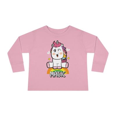 NineFit Basics Magic Unicorn Long Sleeve Top Pink 4T