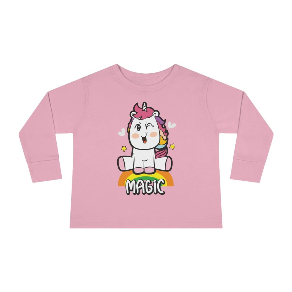 NineFit Basics Magic Unicorn Long Sleeve Top Pink 4T
