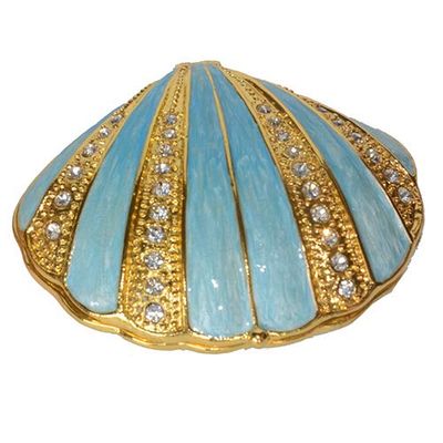 LiuliuBull Sea Scallop Shell Animal Trinket Jewelry Ring Box, Novelty Gift for Her, Collectible Nautical Craft Decoration (Color : Blue)