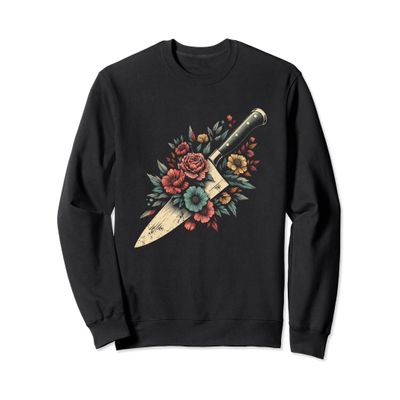 Floral Kitchen Knife - Vintage Cooking Cook Chef Graphic Sweatshirt