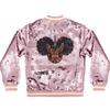 YOUnicorn Kidz Girl's Sequin Jacket with Afro Puff Unicorn Studded Logo Patch - Sparkle Pink (US, Numeric, 10, 11, Regular, Sparkle Pink) view 1