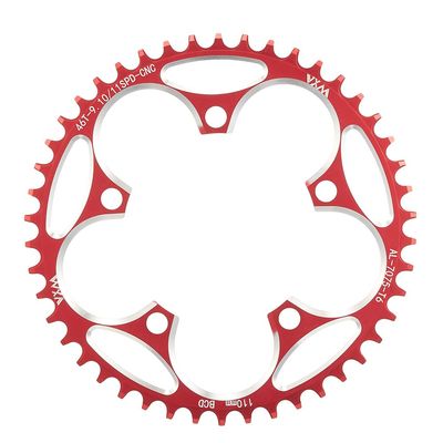 KTKEET 110/130BCD Chainring 36/38/40/42/44/46/48/50/52/54/56/58/60T Round Narrow Wide Chainring 5 Bolts Bicycle Chainwheel for 8-12 Speed Road Bike Folding Bicycle (Red,110BCD 46T)