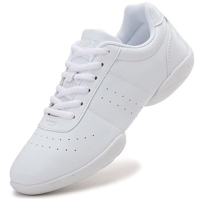 GlideMoves Little Kid Girls White Tumbling Dance Cheer Shoes Size 4.5