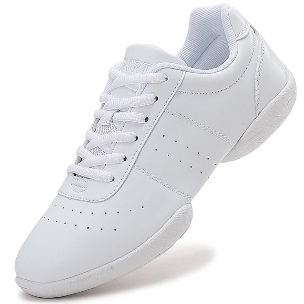 GlideMoves Little Kid Girls White Tumbling Dance Cheer Shoes Size 4.5