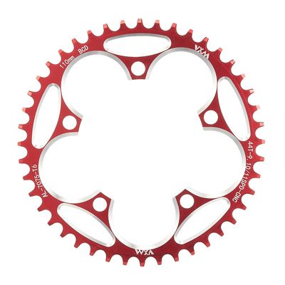 KTKEET 110/130BCD Chainring 36/38/40/42/44/46/48/50/52/54/56/58/60T Round Narrow Wide Chainring 5 Bolts Bicycle Chainwheel for 8-12 Speed Road Bike Folding Bicycle (Red,110BCD 44T)