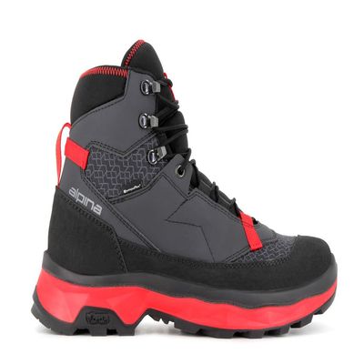 Alpina PERFORMANCE Men Waterproof Boots Vibram Camping Hiking Backpacking Grip Lightweight Vegan Synthetic Made in Europe Size 13.5 EU 48 Black/Red