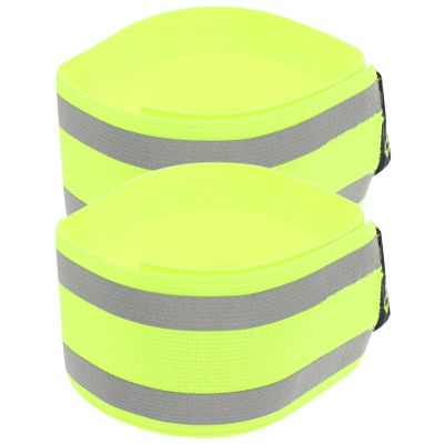 GOOHOCHY 2pcs Outdoor Reflective Leggings Running Leg Strap Fluorescent Wristband Safety Band Reflective Strips for Biking Night Visibility