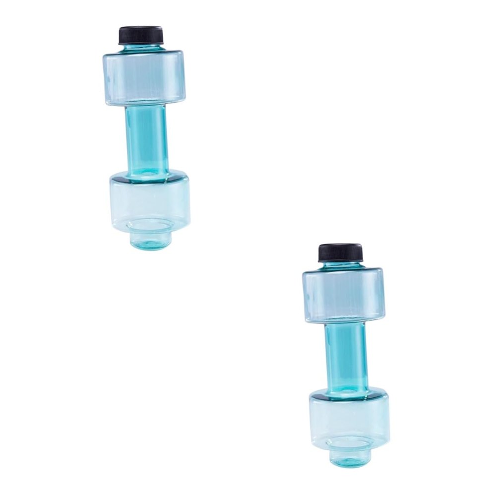BESPORTBLE 2pcs Dumbbell Sports Water Bottle Plastic Fitness Bottle for Exercise Low Temperature Use -burst Design for Hydration and Strength Training Green