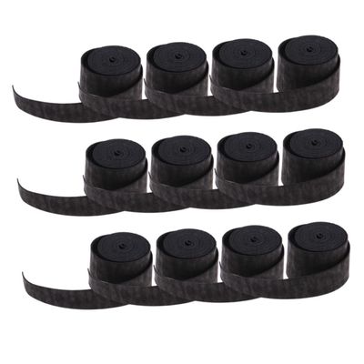 Happyyami 12pcs Tennis Racket Grip Bands Absorbent Overgrip for Tennis Squash Racket Badminton Grip Tape Black Sweatband
