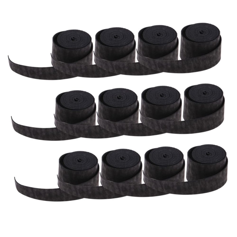 Happyyami 12pcs Tennis Racket Grip Bands Absorbent Overgrip for Tennis Squash Racket Badminton Grip Tape Black Sweatband