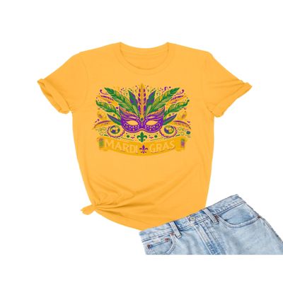 XX-Large Gold Mens Mardi Gras Mask with Beads Fun Gift Idea T-Shirt